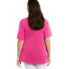 ellos Plus Size Stretch Knit V-Neck Short Sleeve Chest Pocket Tunic(Raspberry Sorbet)