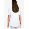 ellos Plus Size Stretch Knit V-Neck Short Sleeve Chest Pocket Tunic(White)