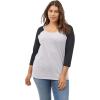 Ellos Plus Size Colorblock 3/4 Sleeve Tee(Heather Grey Black)