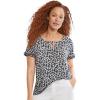 Ellos Plus Size Keyhole Tee(Black White Print)