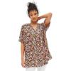 Ellos Plus Size Short Sleeve Inverted Pleat Tunic(Multi Floral)