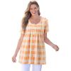 Woman Within Plus Size A-Line Knit Tunic(Orange Melon Buffalo Plaid)