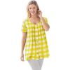 Woman Within Plus Size A-Line Knit Tunic(Primrose Yellow Buffalo Plaid)