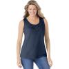 Woman Within Plus Size Beaded Tank Top(Navy)