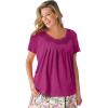 Woman Within Plus Size Crochet-Trim Knit Top(Raspberry)