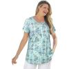 Woman Within Plus Size Knit Henley Tunic(Seamist Blue Tile Patchwork)
