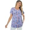 Woman Within Plus Size Knit Henley Tunic(Soft Iris Tile Patchwork)