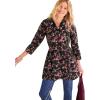 Woman Within Plus Size Perfect Pocket Long Shirt(Black Floral)
