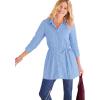 Woman Within Plus Size Perfect Pocket Long Shirt(French Blue Stripe)