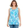 Woman Within Plus Size Perfect Printed Scoopneck Tank(Blue Breezy Palms)
