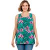 Woman Within Plus Size Perfect Printed Scoopneck Tank(Emerald Tropical Bloom)