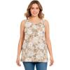 Woman Within Plus Size Perfect Printed Scoopneck Tank(New Khaki Bloom)