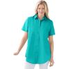 Woman Within Plus Size Petite Perfect Short Sleeve Shirt(Aquamarine)