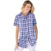 Woman Within Plus Size Petite Perfect Short Sleeve Shirt(Tulip Purple Charming Plaid)