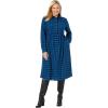 Woman Within Plus Size Plaid Flannel A-Line Shirtdress(Bright Cobalt Plaid)