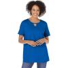 Woman Within Plus Size Rayon Three-Quarter Sleeve Effortless Tab-Front Blouse(Bright Cobalt)