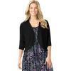 Woman Within Plus Size Rib Trim Cardigan Shrug Sweater(Black)