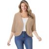Woman Within Plus Size Rib Trim Cardigan Shrug Sweater(New Khaki)