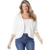 Woman Within Plus Size Rib Trim Cardigan Shrug Sweater(White)