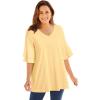 Woman Within Plus Size Ruffled Elbow-Sleeve Tunic(Banana)