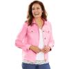 Woman Within Plus Size Stretch Denim Jacket Cropped Jean Jacket(Delicate Pink)