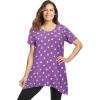Woman Within Plus Size Textured Pointed Hem Tunic(Pretty Violet Dot)