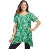 Woman Within Plus Size Textured Pointed Hem Tunic(Tropical Palm Leaf)