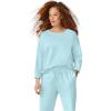ellos Plus Size Boxy Fleece Sweatshirt(Aqua Sky)