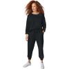 ellos Plus Size Boxy Fleece Sweatshirt(Black)