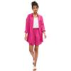 ellos Plus Size Oversized Linen-Blend Boyfriend Shirt(Raspberry Sorbet)