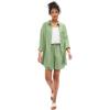 ellos Plus Size Oversized Linen-Blend Boyfriend Shirt(Sage Mist)