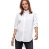 ellos Plus Size Relaxed Button Front Stretch Tunic Shirt(White)