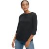 ellos Plus Size Stretch Knit Scoop Neck 3/4 Sleeve Top(Black)