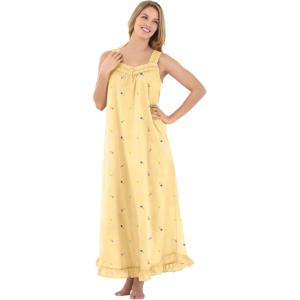 Dreams & Co. Plus Size Long Embroidered Gown(Banana)