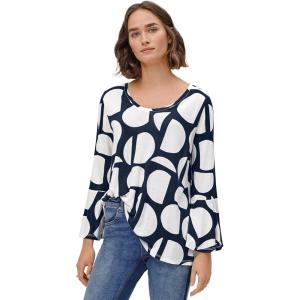 Ellos Plus Size Bell Sleeve A-Line Knit Tunic(Navy Graphic Print)