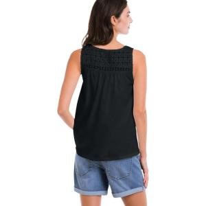 Ellos Plus Size Crochet Lace Tank(Black)