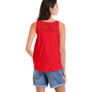 Ellos Plus Size Crochet Lace Tank(Hot Red)