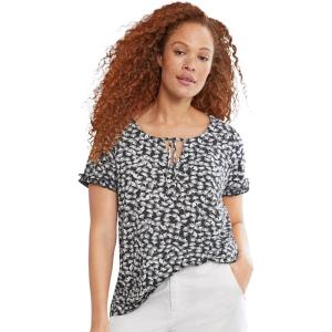 Ellos Plus Size Keyhole Tee(Black White Print)