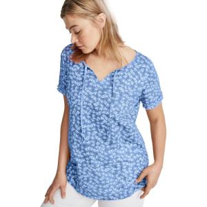 Ellos Plus Size Keyhole Tee(French Blue White Print)