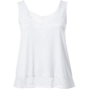 Ellos Plus Size Lace-Trim Tank(White)