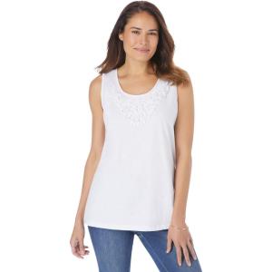 Woman Within Plus Size Beaded Tank Top(White)