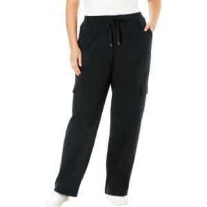 Woman Within Plus Size Better Fleece Cargo Sweatpant (Petite & Tall Available)(Black)
