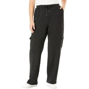 Woman Within Plus Size Better Fleece Cargo Sweatpant (Petite & Tall Available)(Heather Charcoal)