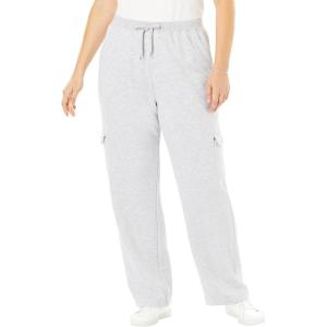 Woman Within Plus Size Better Fleece Cargo Sweatpant (Petite & Tall Available)(Heather Grey)