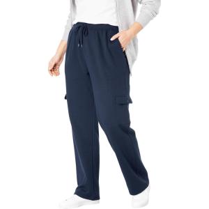 Woman Within Plus Size Better Fleece Cargo Sweatpant (Petite & Tall Available)(Navy)