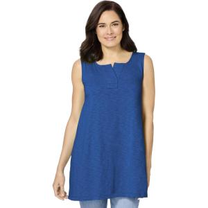 Woman Within Plus Size Notch Swing Tunic(Bright Cobalt)