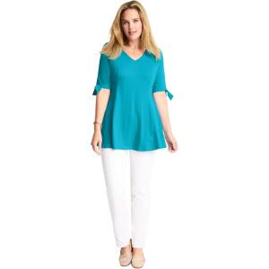Woman Within Plus Size Three-Quarter Tie-Sleeve Tunic(Pretty Turquoise)
