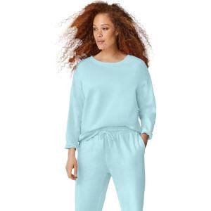 ellos Plus Size Boxy Fleece Sweatshirt(Aqua Sky)