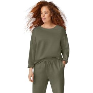 ellos Plus Size Boxy Fleece Sweatshirt(Burnt Olive)