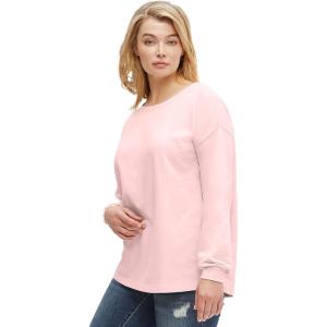 ellos Plus Size French Terry Blouson Sleeve Sweatshirt Tunic(Pale Blush)